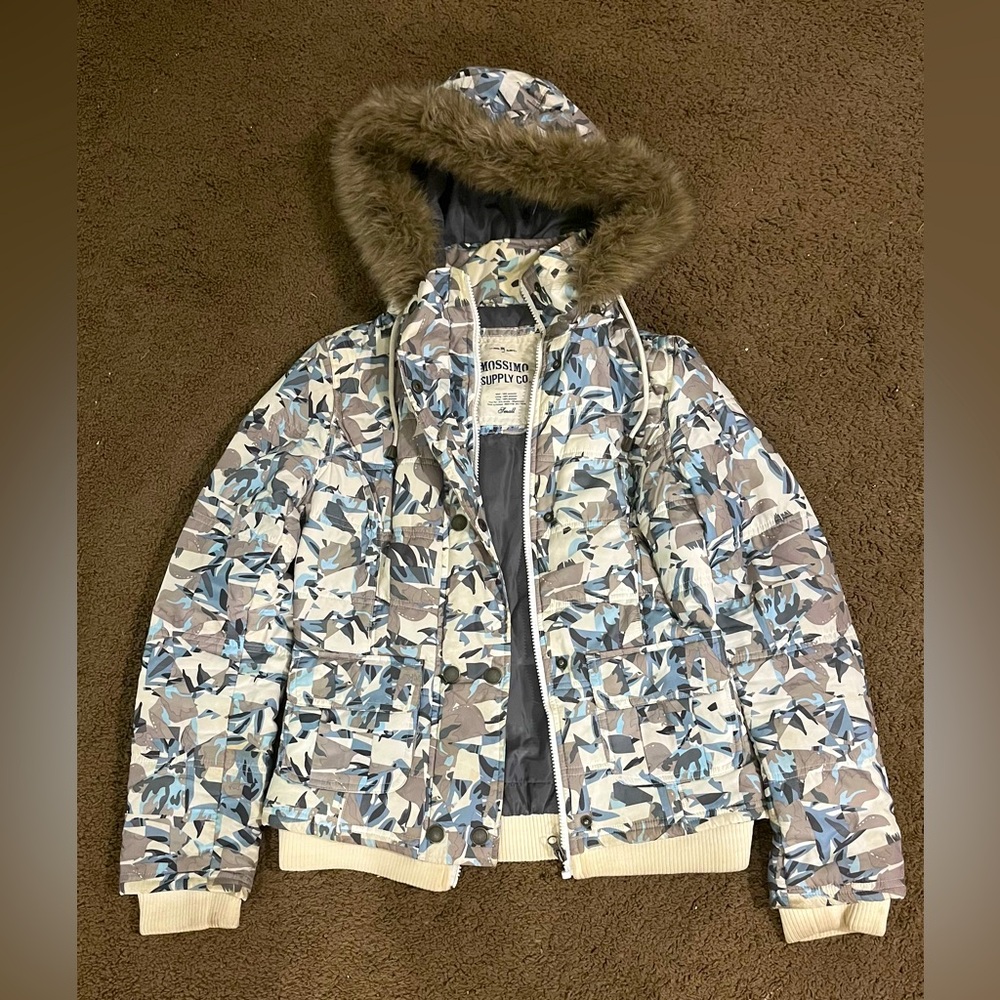 Mossimo Supply Co coat with faux fur hood, size small